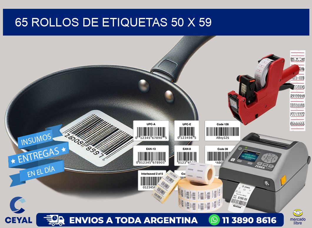 65 ROLLOS DE ETIQUETAS 50 x 59