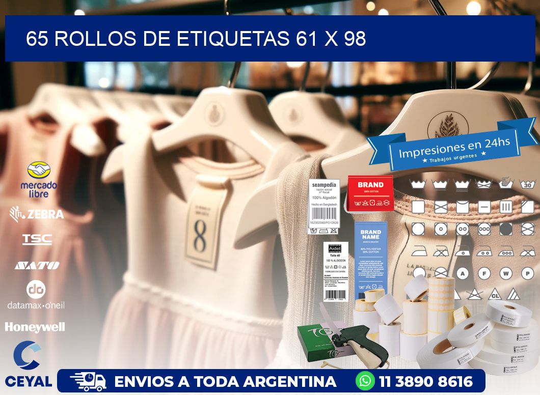 65 ROLLOS DE ETIQUETAS 61 x 98