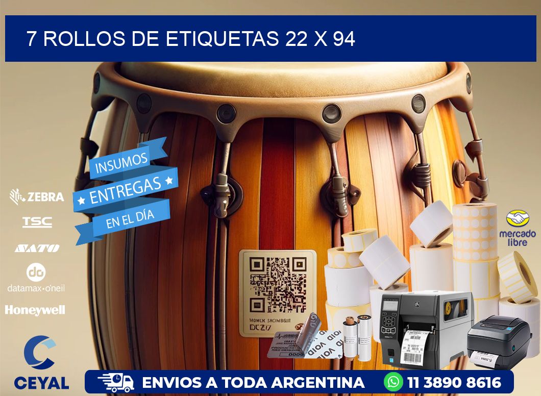 7 ROLLOS DE ETIQUETAS 22 x 94