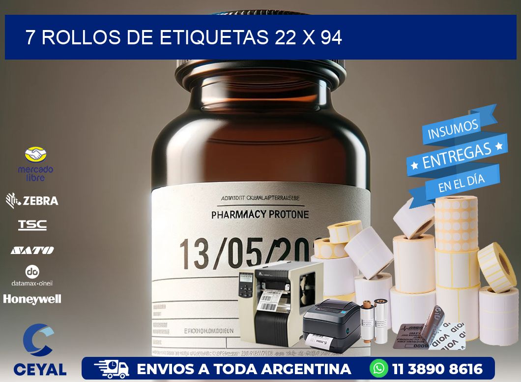 7 ROLLOS DE ETIQUETAS 22 x 94