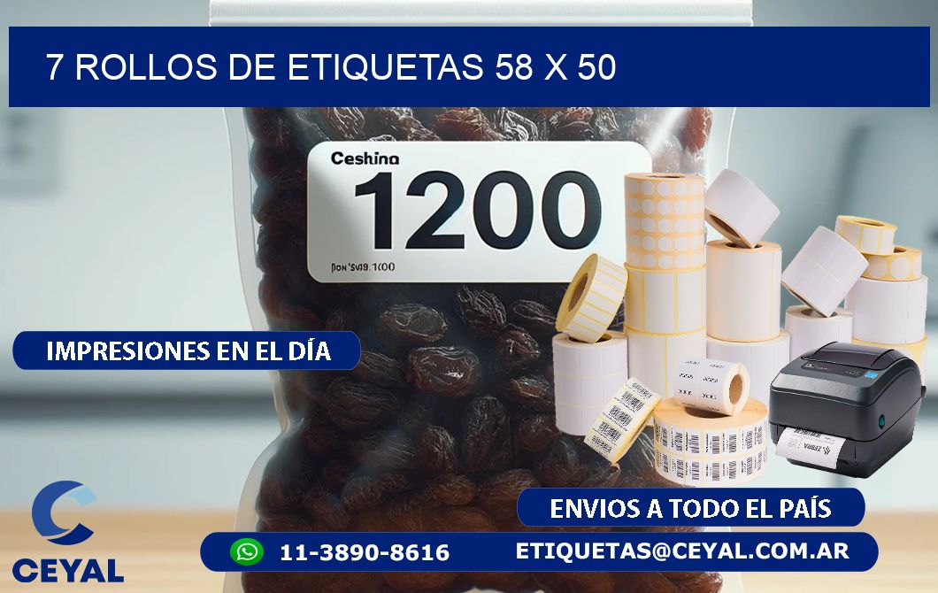 7 ROLLOS DE ETIQUETAS 58 x 50