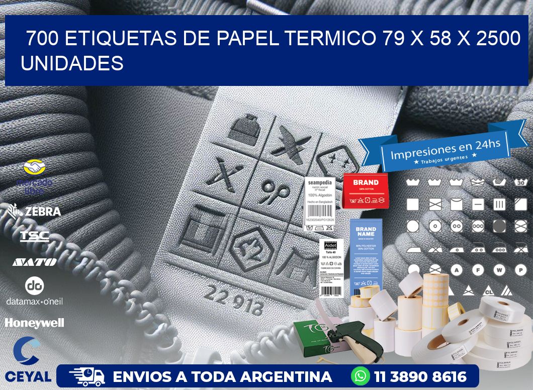 700 ETIQUETAS DE PAPEL TERMICO 79 x 58 X 2500 UNIDADES