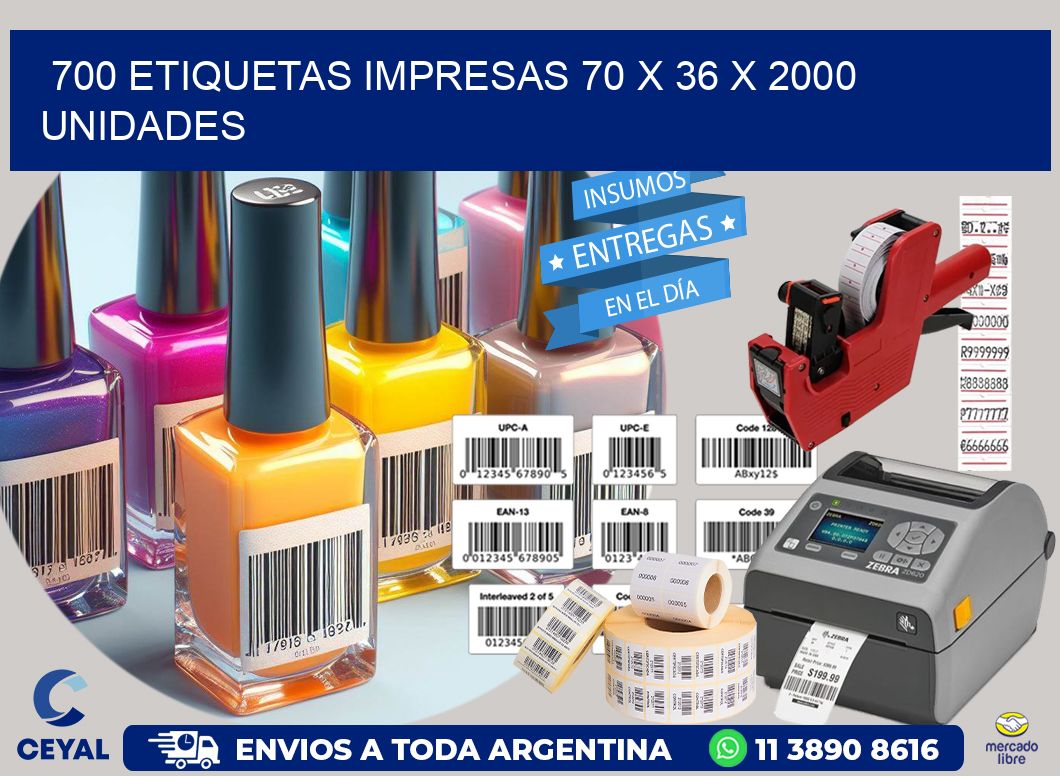 700 ETIQUETAS IMPRESAS 70 x 36 X 2000 UNIDADES