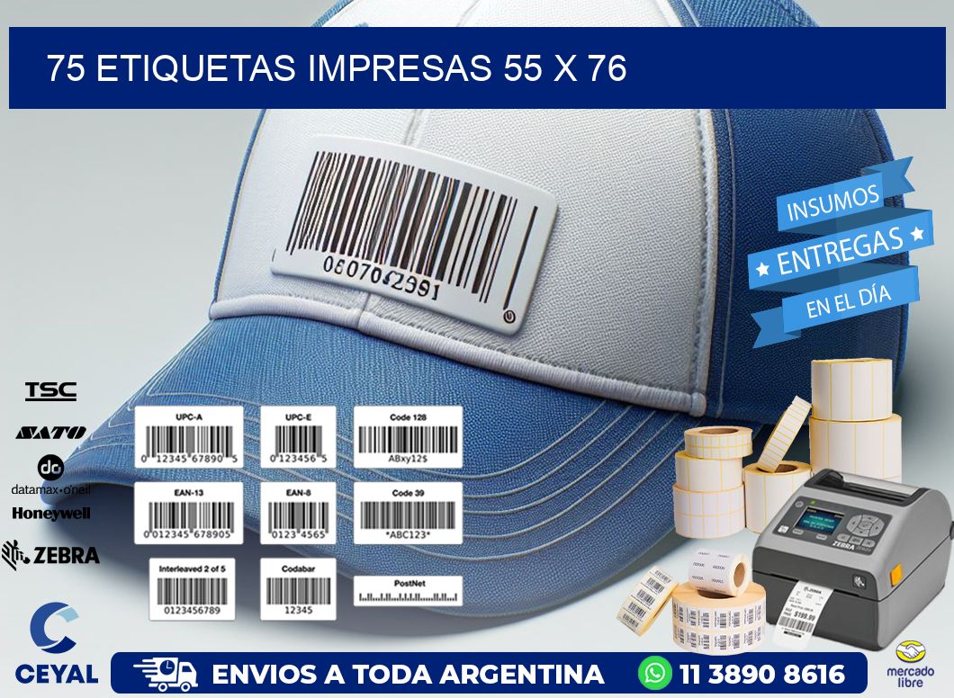 75 ETIQUETAS IMPRESAS 55 x 76