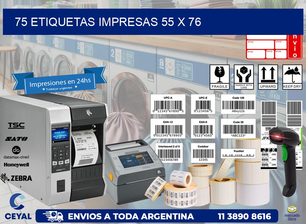 75 ETIQUETAS IMPRESAS 55 x 76