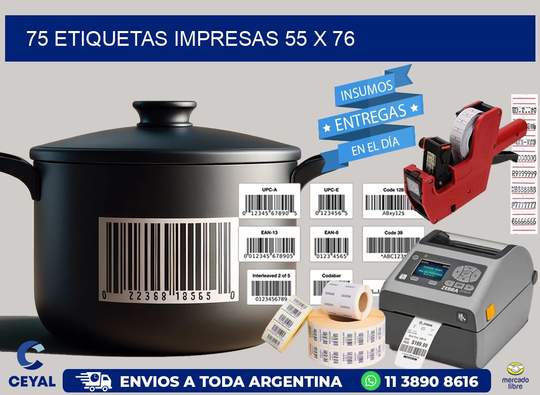 75 ETIQUETAS IMPRESAS 55 x 76