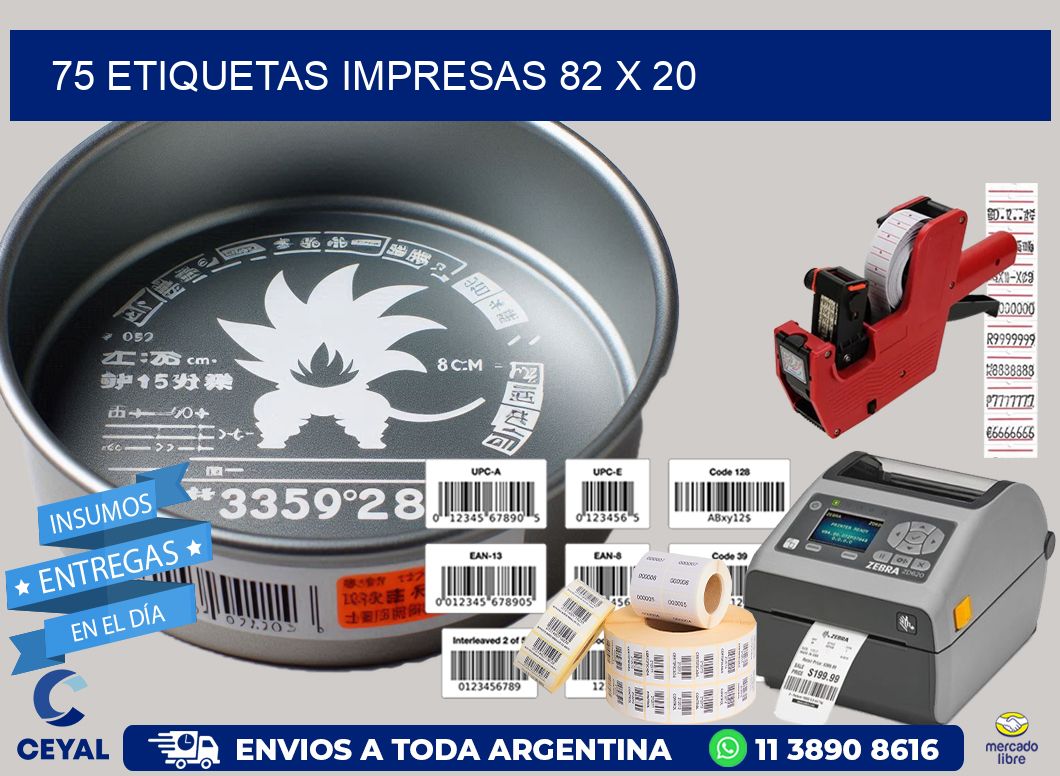 75 ETIQUETAS IMPRESAS 82 x 20
