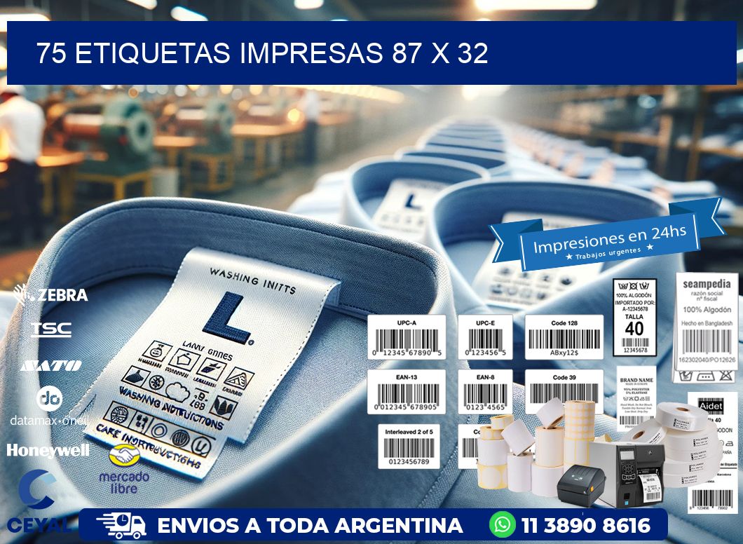 75 ETIQUETAS IMPRESAS 87 x 32