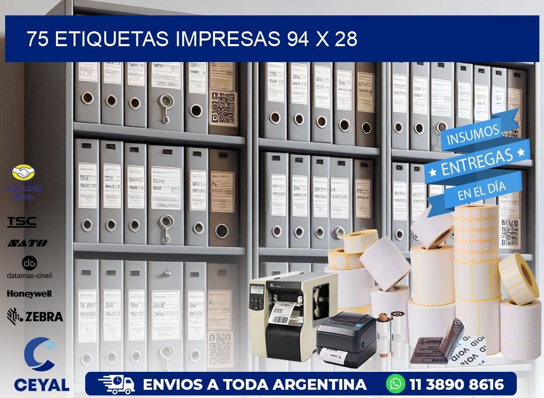 75 ETIQUETAS IMPRESAS 94 x 28