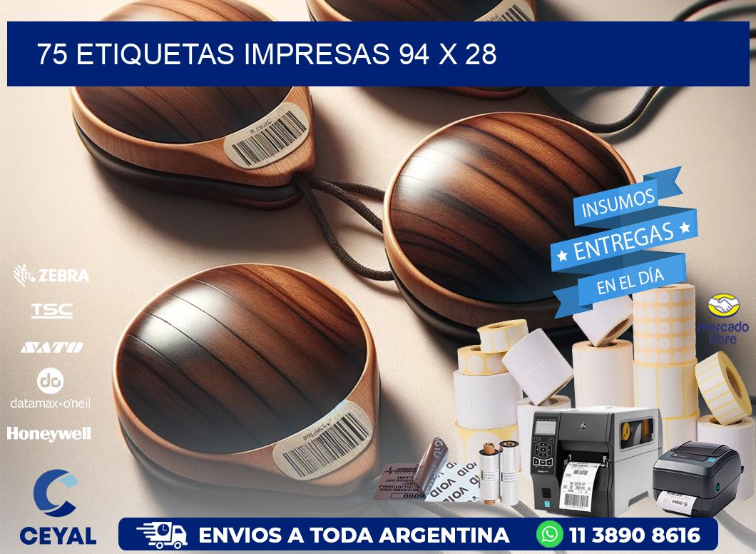 75 ETIQUETAS IMPRESAS 94 x 28