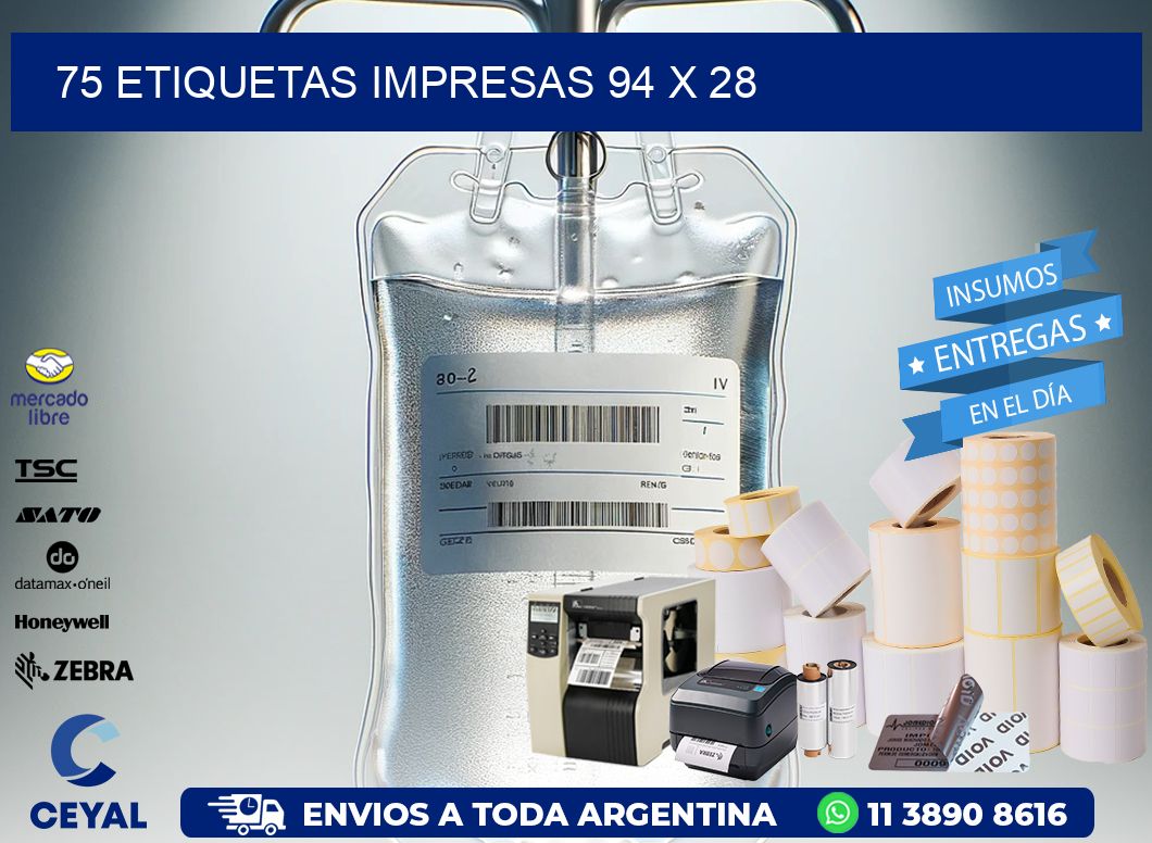 75 ETIQUETAS IMPRESAS 94 x 28