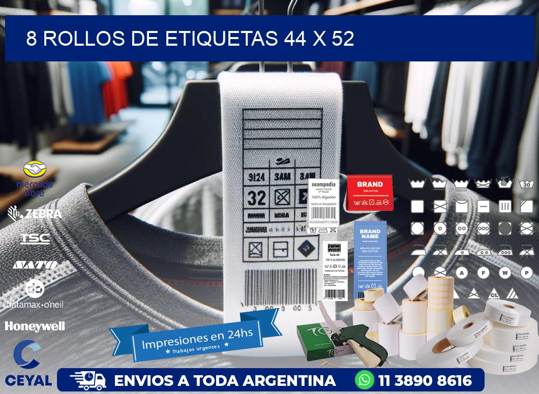 8 ROLLOS DE ETIQUETAS 44 x 52