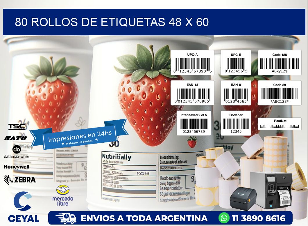 80 ROLLOS DE ETIQUETAS 48 x 60