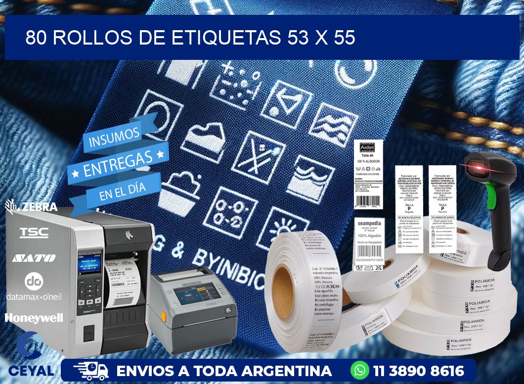 80 ROLLOS DE ETIQUETAS 53 x 55
