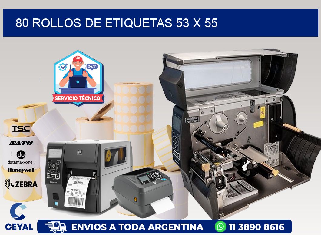 80 ROLLOS DE ETIQUETAS 53 x 55