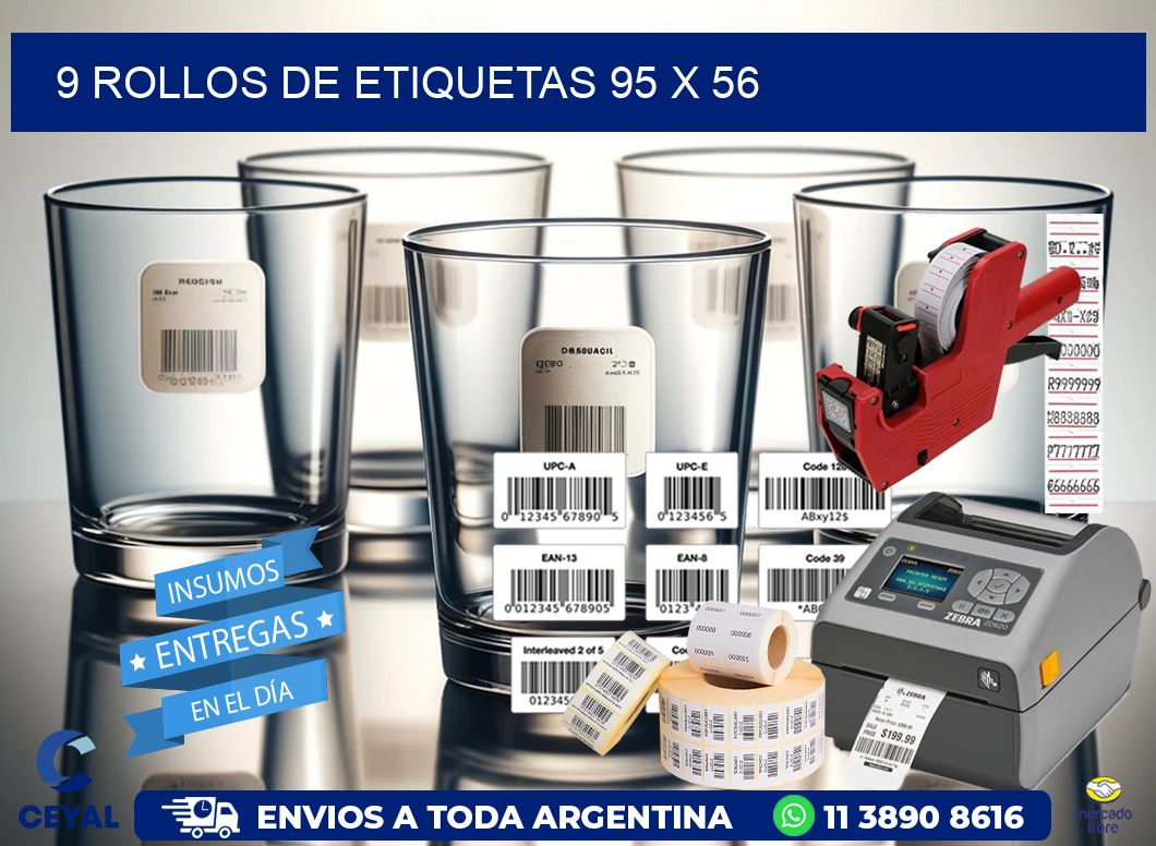 9 ROLLOS DE ETIQUETAS 95 x 56