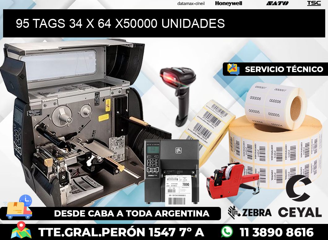 95 TAGS 34 x 64 X50000 UNIDADES