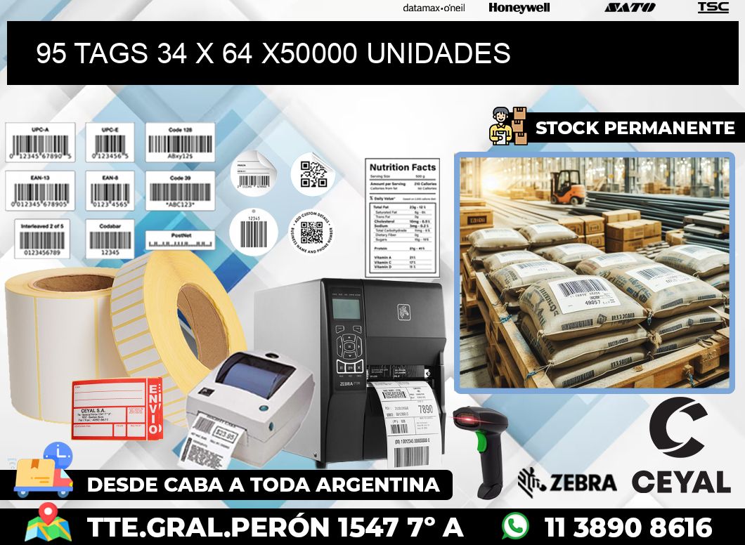 95 TAGS 34 x 64 X50000 UNIDADES