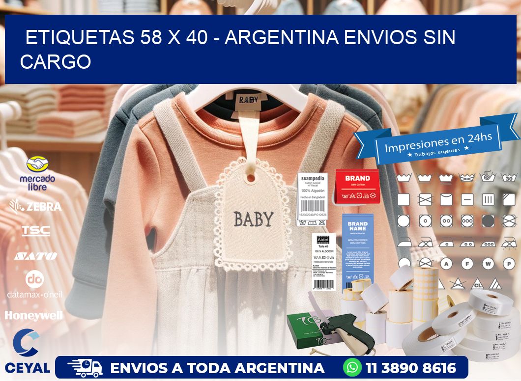 ETIQUETAS 58 x 40 - ARGENTINA ENVIOS SIN CARGO