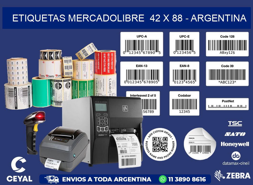 ETIQUETAS MERCADOLIBRE  42 x 88 - ARGENTINA