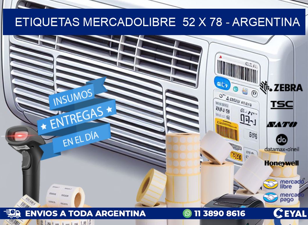 ETIQUETAS MERCADOLIBRE  52 x 78 - ARGENTINA