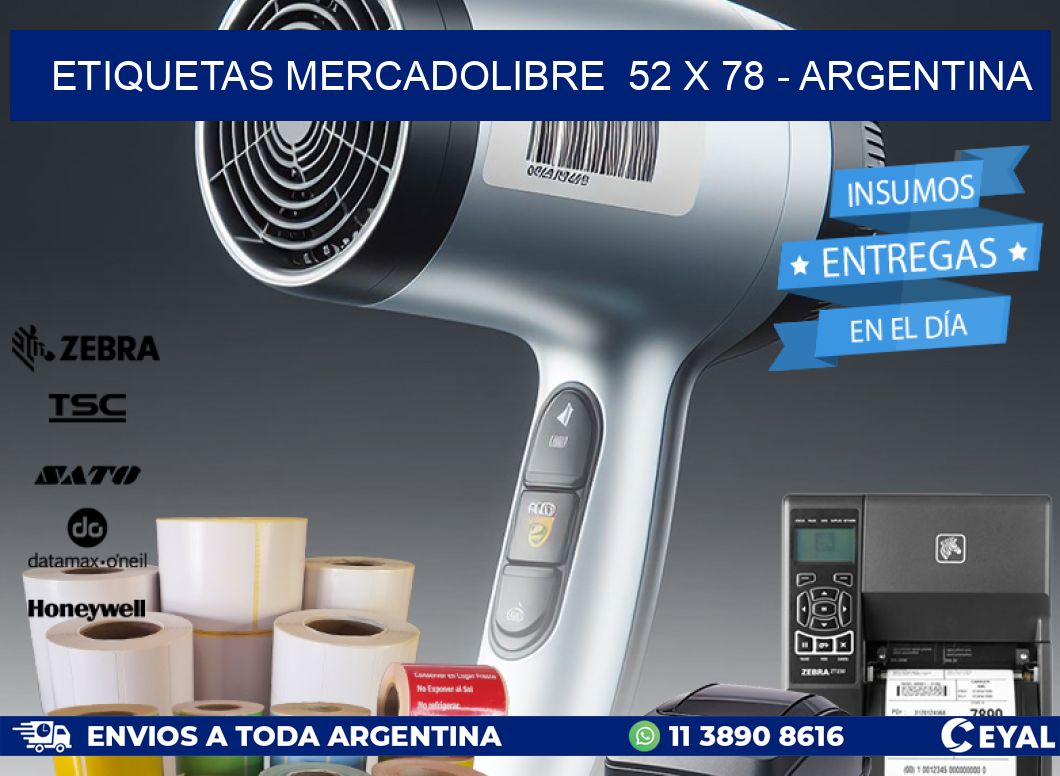 ETIQUETAS MERCADOLIBRE  52 x 78 - ARGENTINA