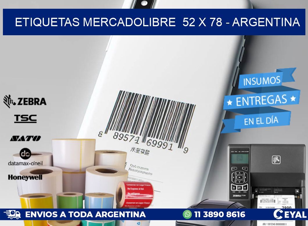 ETIQUETAS MERCADOLIBRE  52 x 78 - ARGENTINA