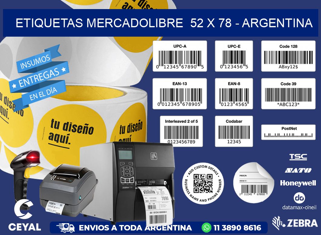 ETIQUETAS MERCADOLIBRE  52 x 78 - ARGENTINA