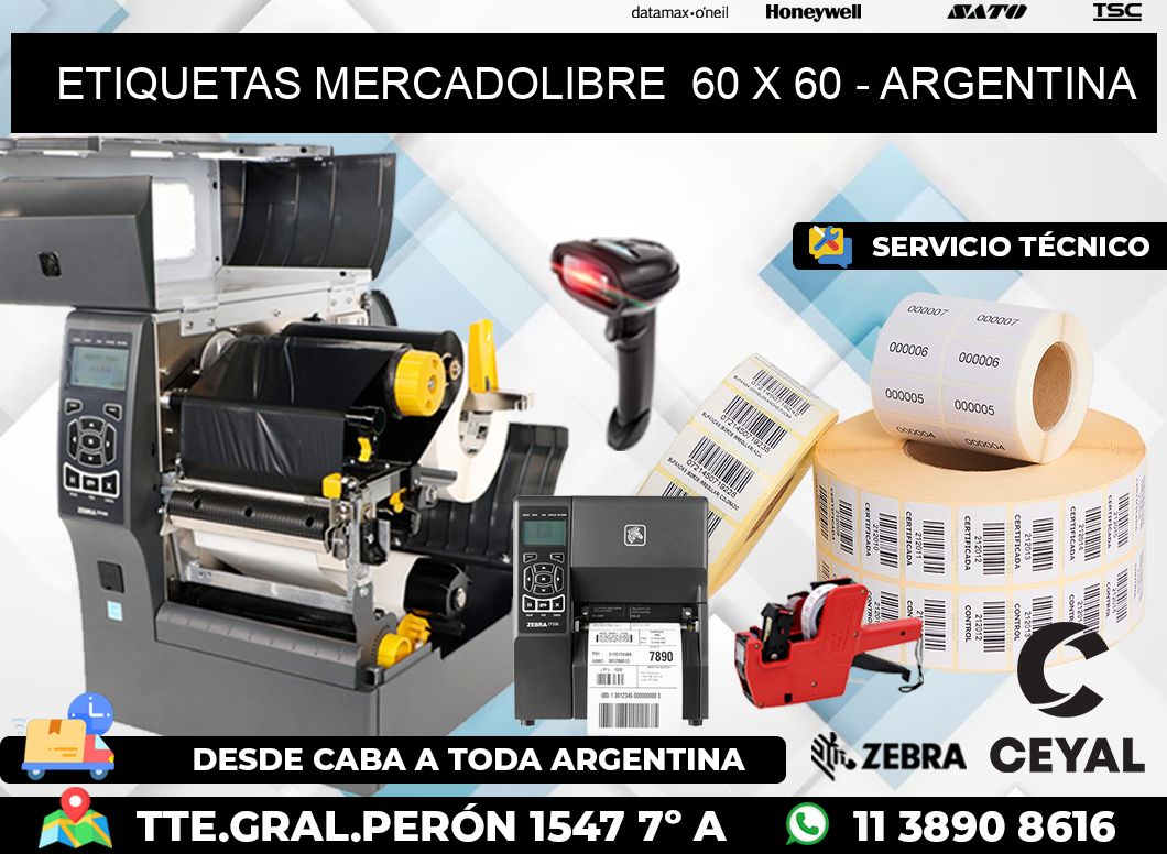 ETIQUETAS MERCADOLIBRE  60 x 60 - ARGENTINA