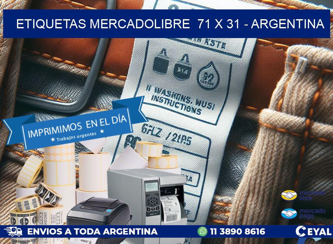 ETIQUETAS MERCADOLIBRE  71 x 31 - ARGENTINA