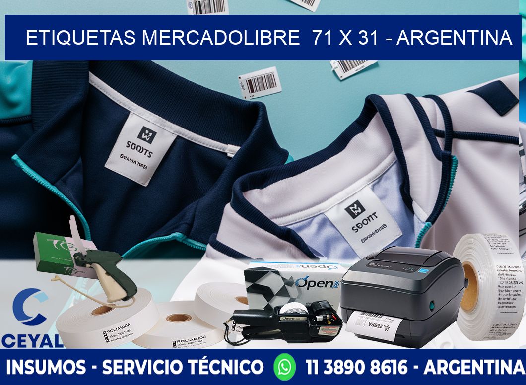 ETIQUETAS MERCADOLIBRE  71 x 31 - ARGENTINA