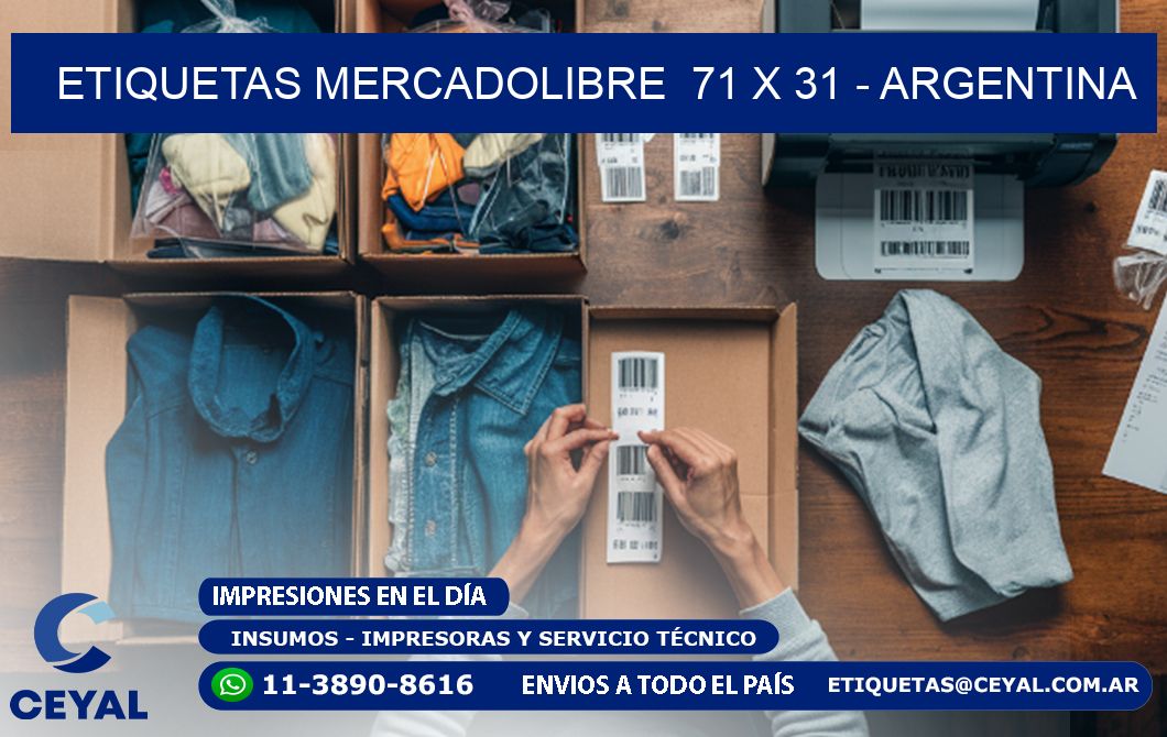 ETIQUETAS MERCADOLIBRE  71 x 31 - ARGENTINA