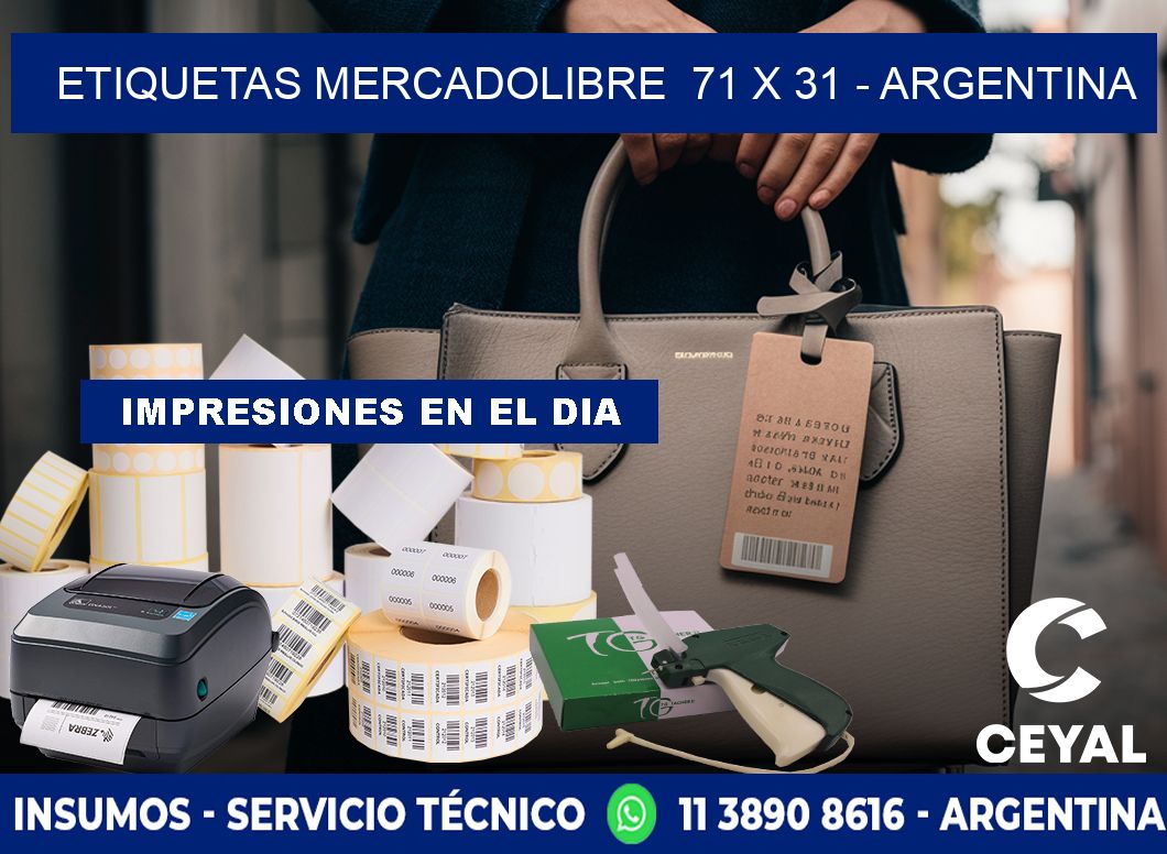 ETIQUETAS MERCADOLIBRE  71 x 31 - ARGENTINA