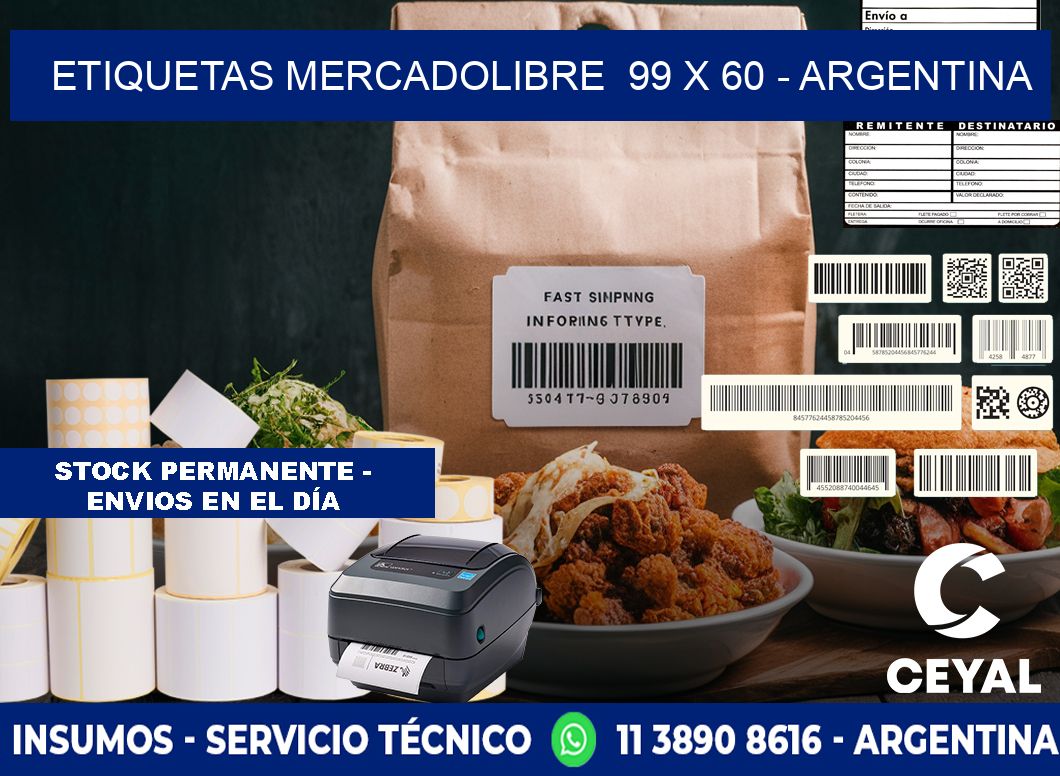ETIQUETAS MERCADOLIBRE  99 x 60 - ARGENTINA
