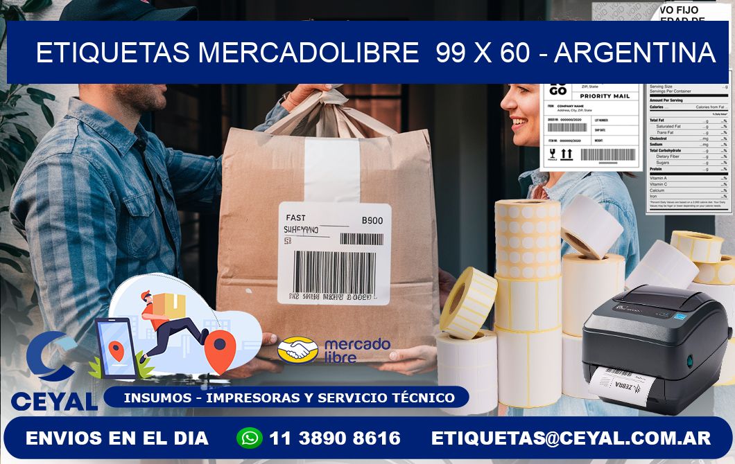ETIQUETAS MERCADOLIBRE  99 x 60 - ARGENTINA