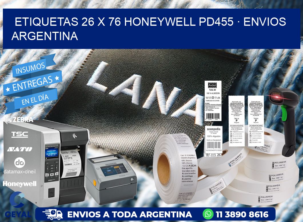 ETIQUETAS 26 x 76 HONEYWELL PD455 · ENVIOS ARGENTINA