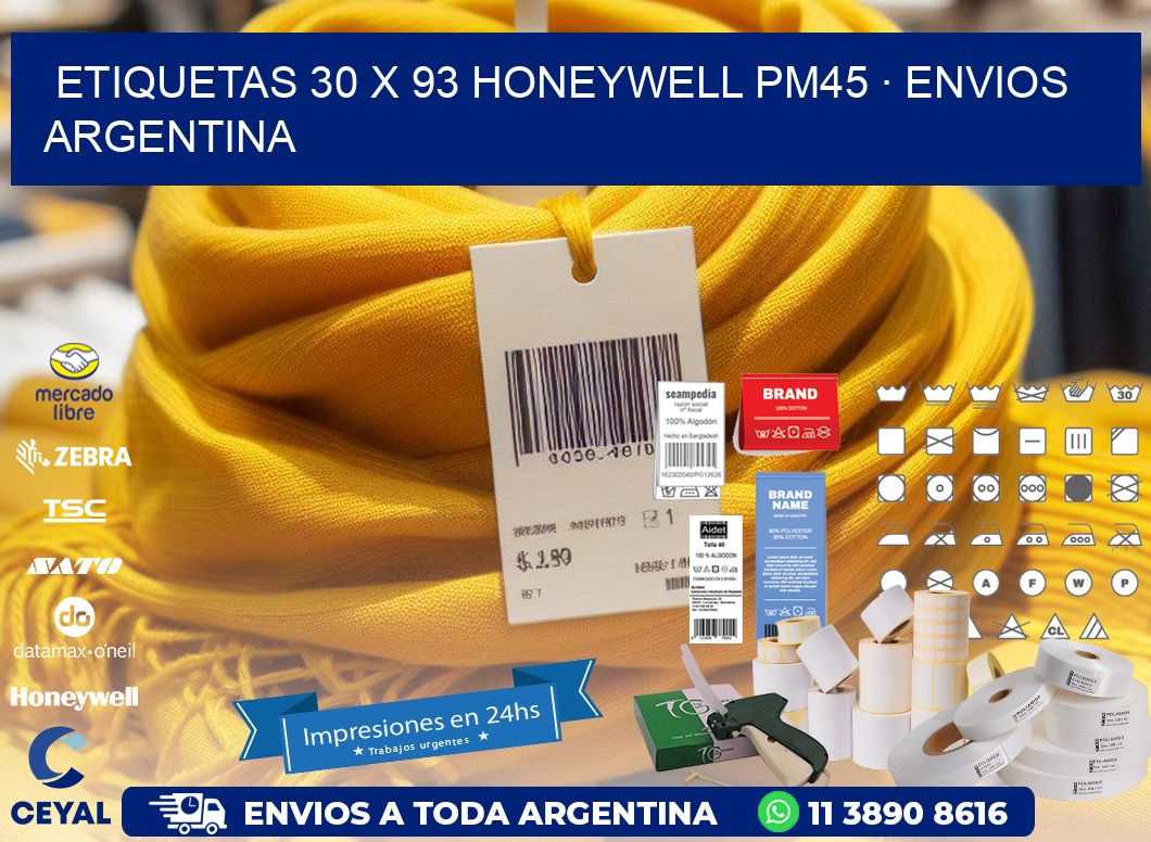 ETIQUETAS 30 x 93 HONEYWELL PM45 · ENVIOS ARGENTINA