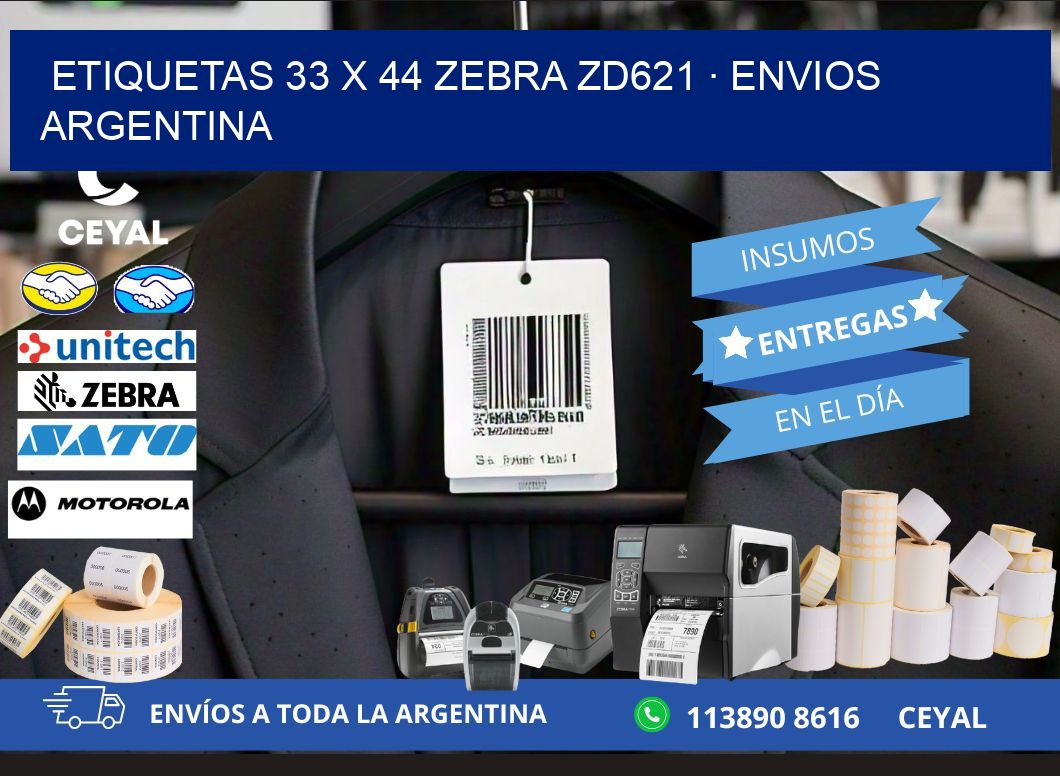 ETIQUETAS 33 x 44 ZEBRA ZD621 · ENVIOS ARGENTINA