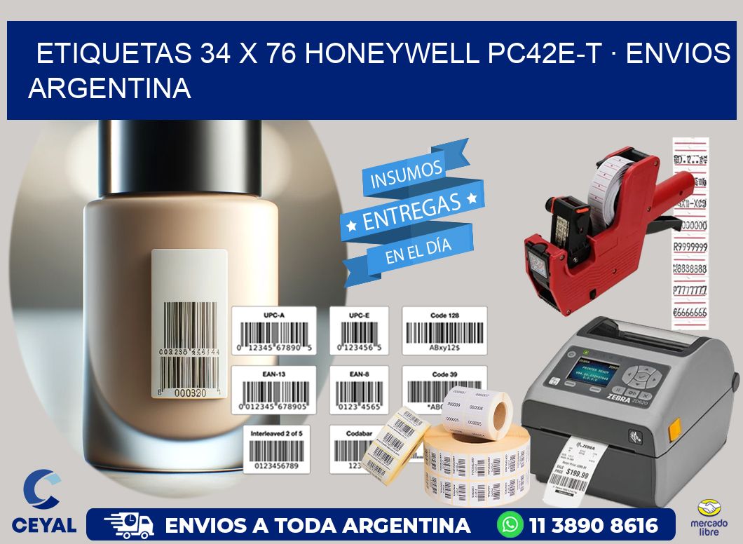 ETIQUETAS 34 x 76 HONEYWELL PC42E-T · ENVIOS ARGENTINA