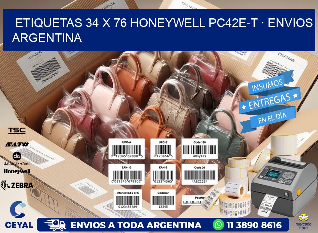 ETIQUETAS 34 x 76 HONEYWELL PC42E-T · ENVIOS ARGENTINA