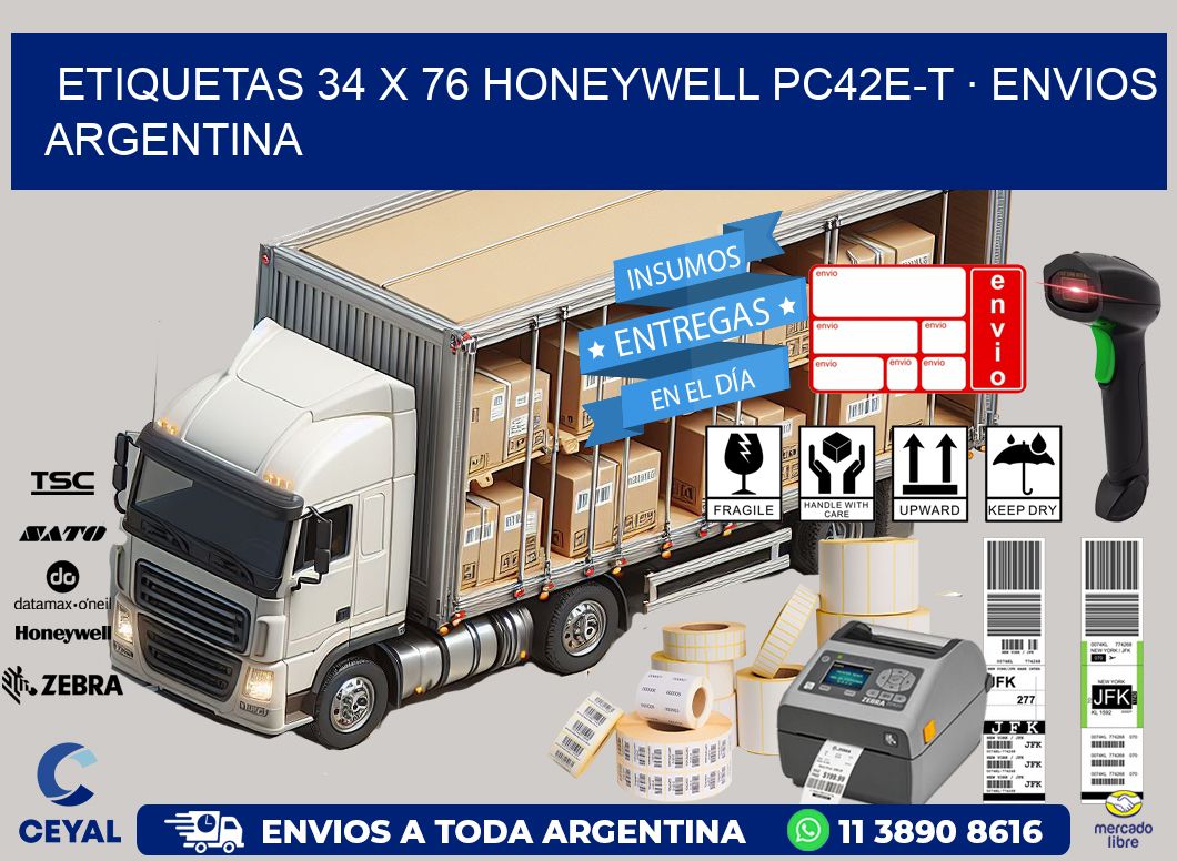 ETIQUETAS 34 x 76 HONEYWELL PC42E-T · ENVIOS ARGENTINA