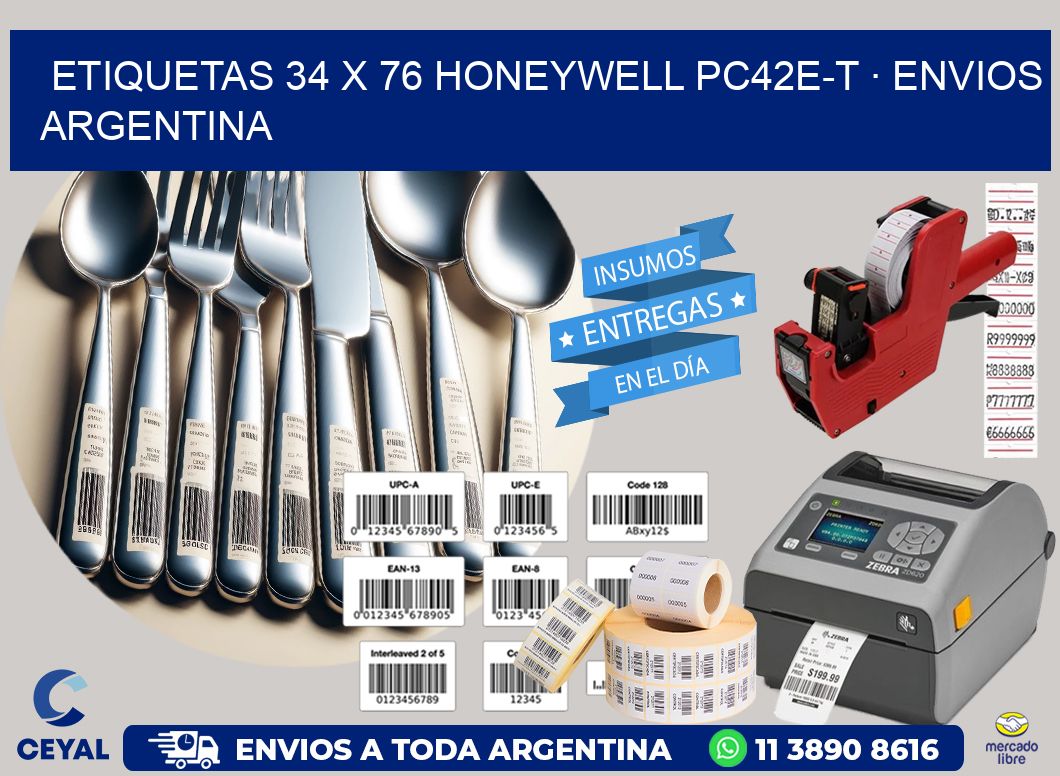 ETIQUETAS 34 x 76 HONEYWELL PC42E-T · ENVIOS ARGENTINA