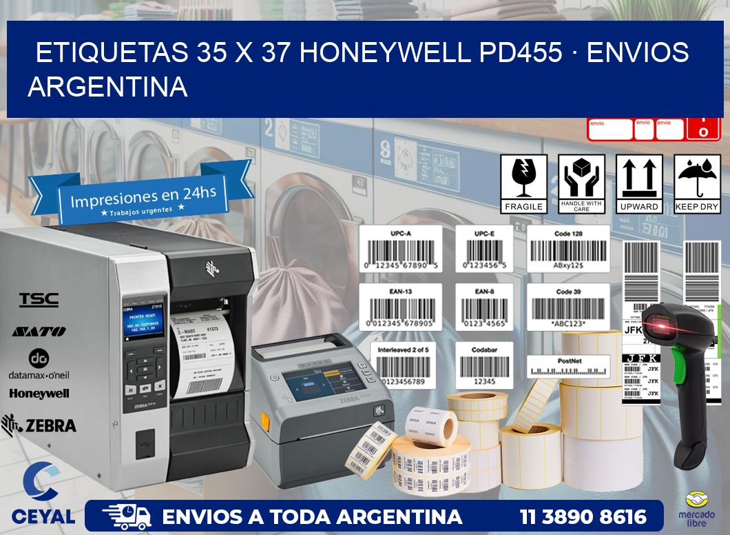 ETIQUETAS 35 x 37 HONEYWELL PD455 · ENVIOS ARGENTINA