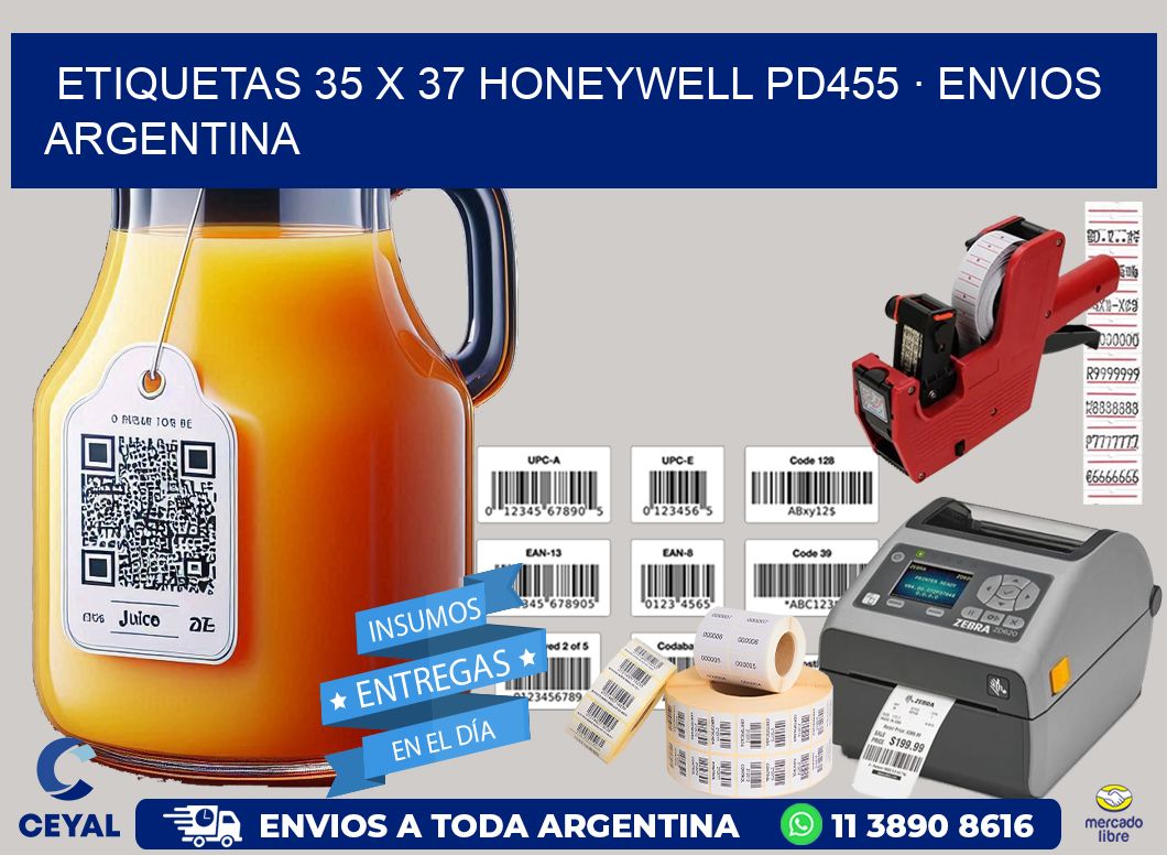 ETIQUETAS 35 x 37 HONEYWELL PD455 · ENVIOS ARGENTINA