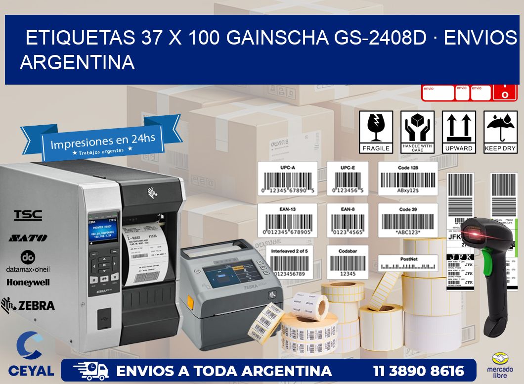 ETIQUETAS 37 x 100 GAINSCHA GS-2408D · ENVIOS ARGENTINA