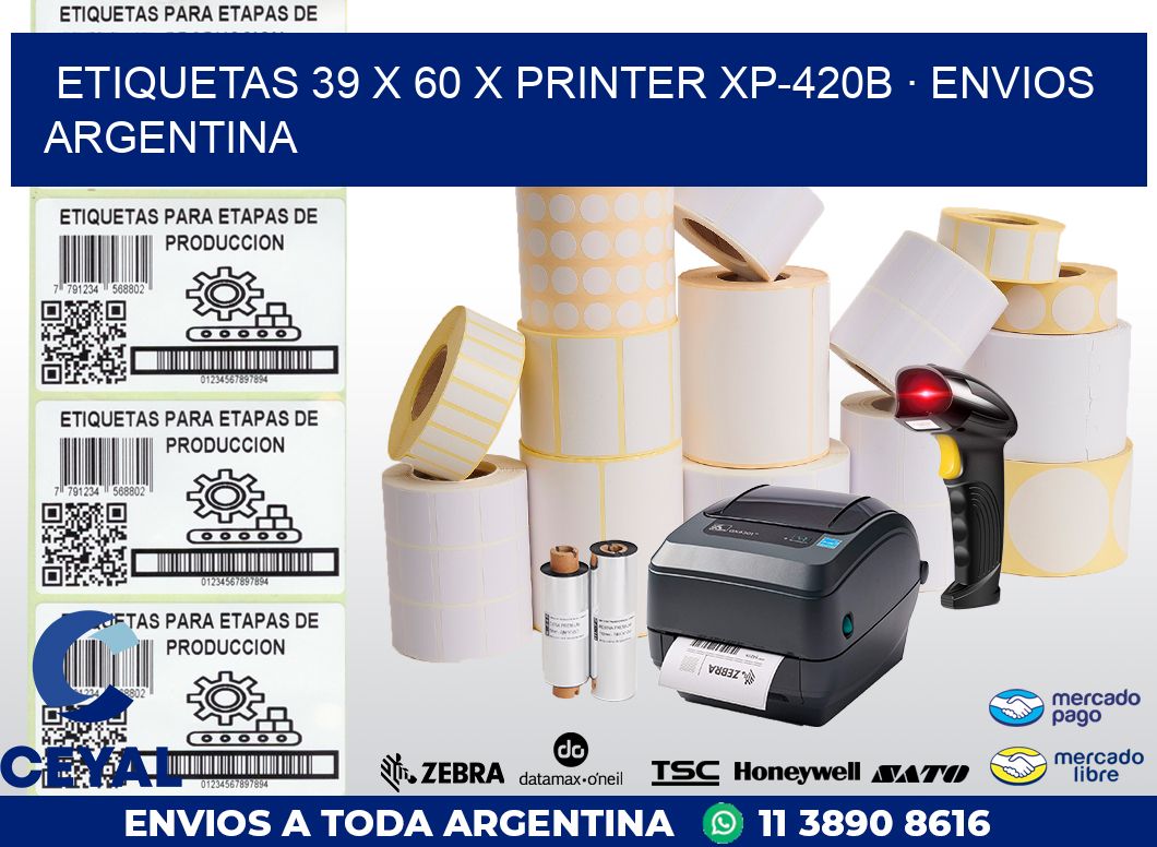 ETIQUETAS 39 x 60 X PRINTER XP-420B · ENVIOS ARGENTINA