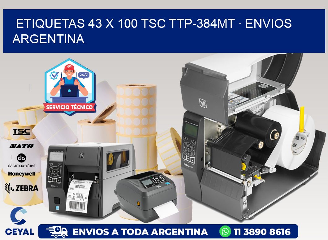 ETIQUETAS 43 x 100 TSC TTP-384MT · ENVIOS ARGENTINA