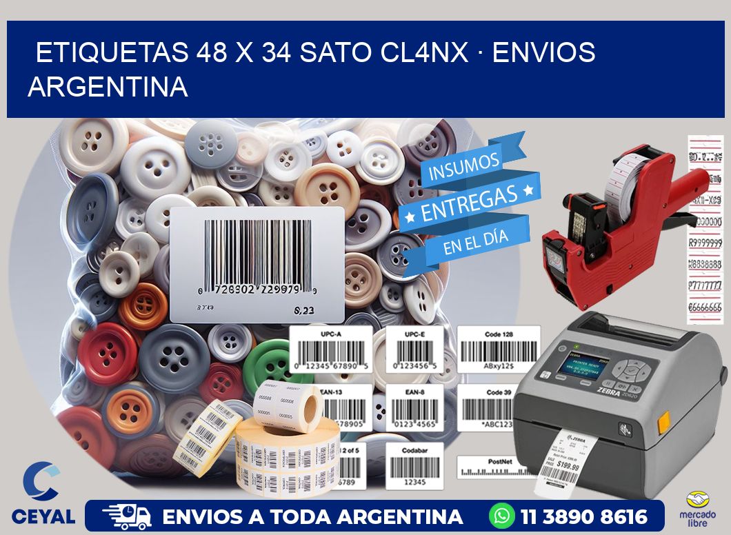 ETIQUETAS 48 x 34 SATO CL4NX · ENVIOS ARGENTINA