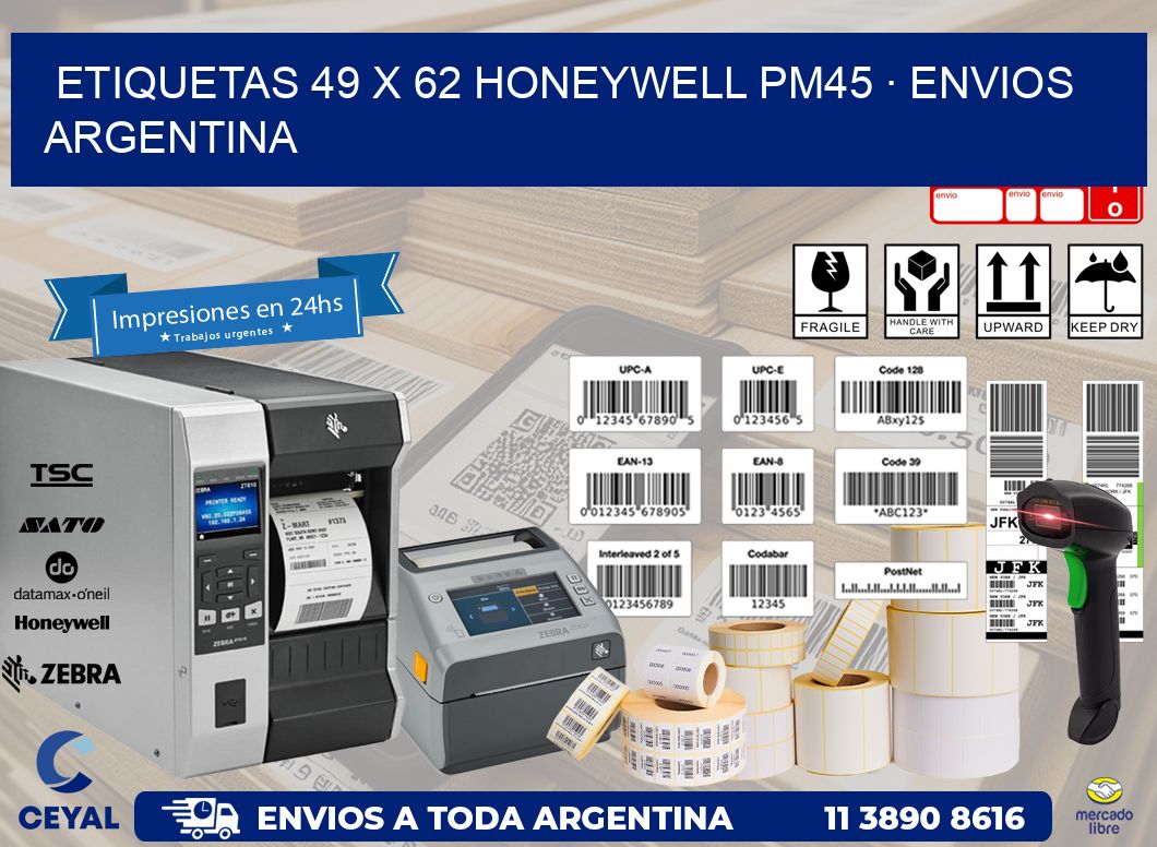 ETIQUETAS 49 x 62 HONEYWELL PM45 · ENVIOS ARGENTINA