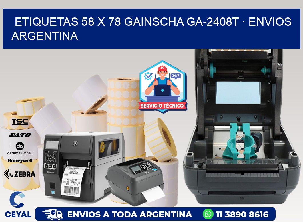 ETIQUETAS 58 x 78 GAINSCHA GA-2408T · ENVIOS ARGENTINA